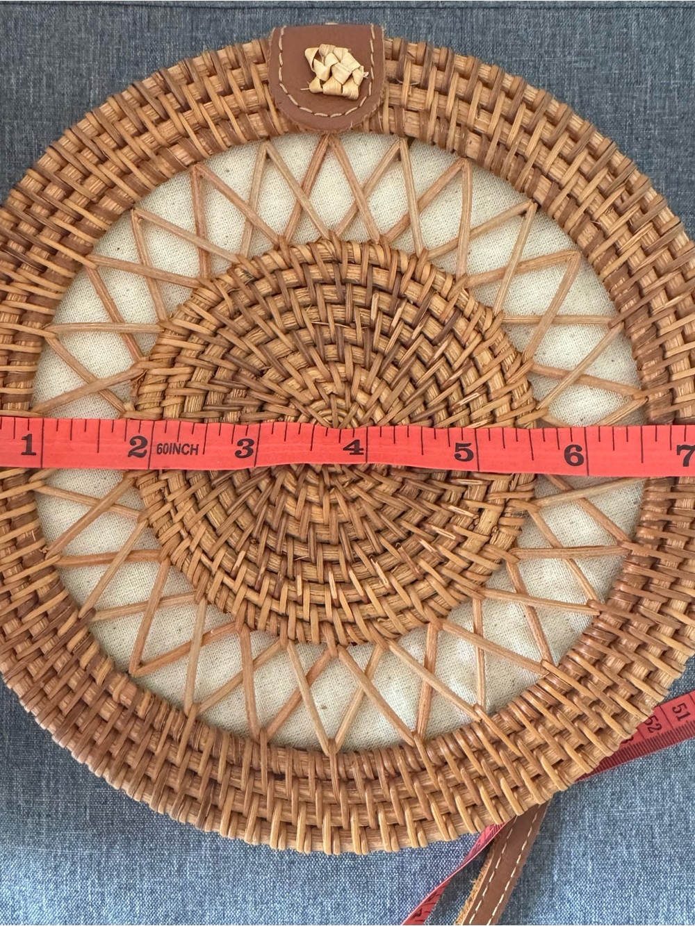 Round Woven Crossbody Bag in Brown - Picture 6 of 7